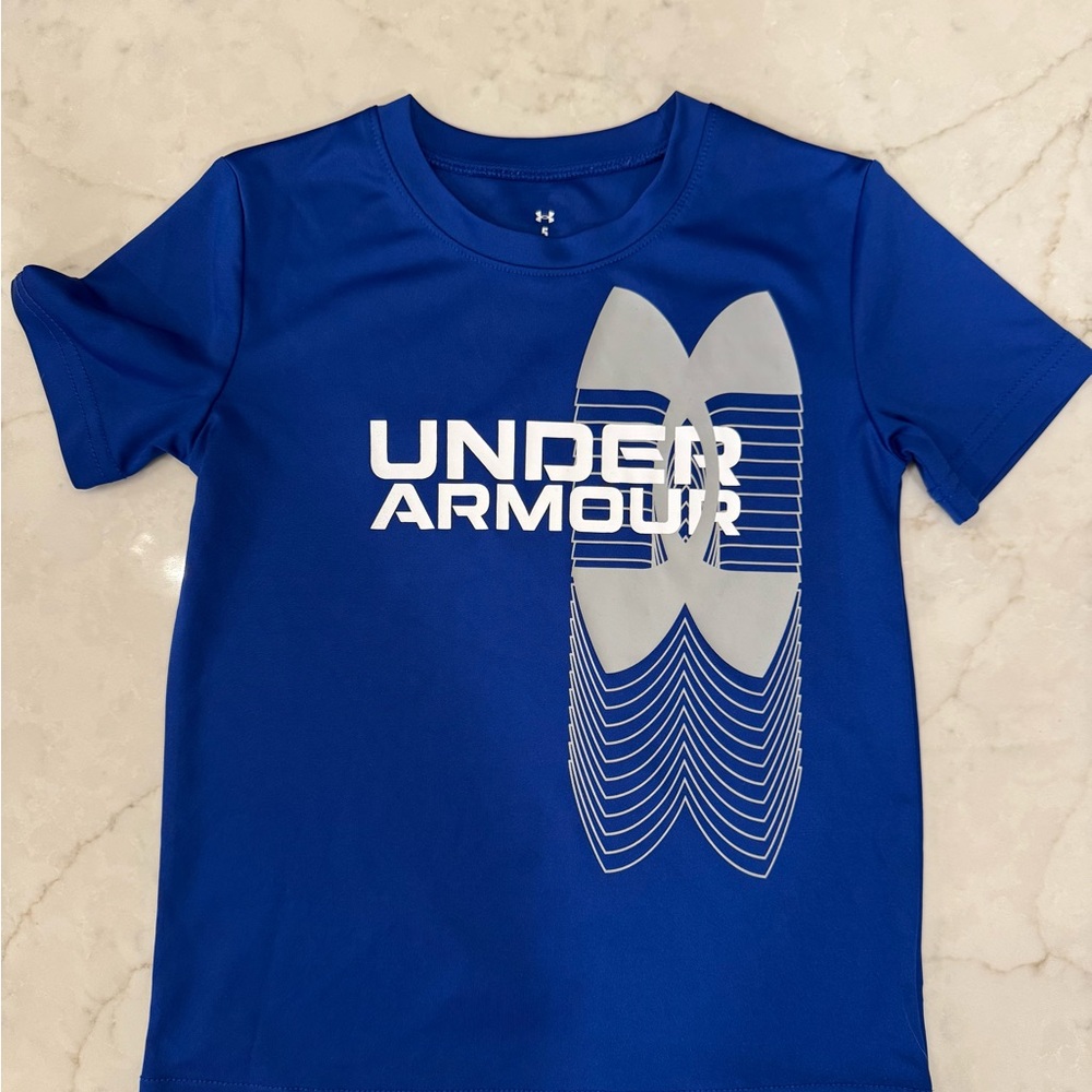 Under Armour Blue Short Sleeve Tee with Bold Logo - 5